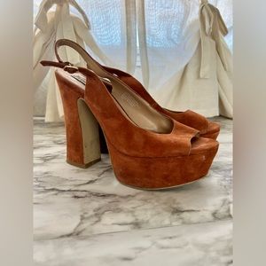 Steve Madden Suede Platform Slingback Peep Toe Pumps